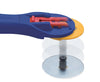 OLFA RTY-2C/NBL Easy and Quick-Change 45mm Rotary Cutter, Navy, With Anti-Slip Rotary Handle  and Sharp Rotary Blade in Action