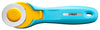 OLFA 45mm RTY-2/C Quick-Change Rotary Cutter, Aqua, Quilting, Artistry, Sewing, close up of rotary tool