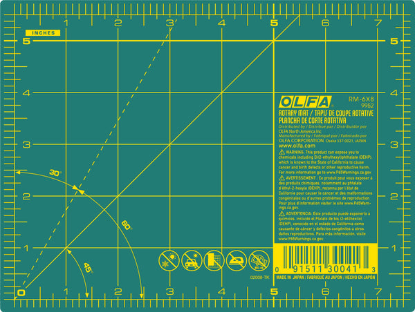 RM-6x8; RM-6x8-01 6" x 8" Green Double-Sided, Self-Healing Rotary Mat - OLFA.com