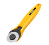 OLFA 28mm RTY-1/C Quick-Change Rotary Cutter, Easy Blade Change, photo of rotary tool at an angle