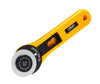 OLFA 45mm RTY-2/G Straight Handle Rotary Cutter, rotary cutter, straight handle rotary cutter, angle photo of cutter