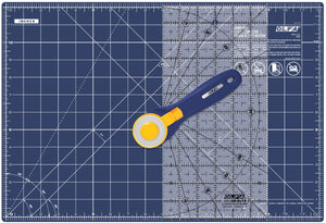 OLFA NBL Quilting and Sewing Kit, 3 Piece, with Rotary Cutter, Double-Sided Self-Healing Rotary Mat and Acrylic Ruler 