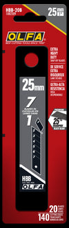 OLFA 25mm HBB Ultra-Sharp Black Snap Blades in package. 20 blades, 140 edges.