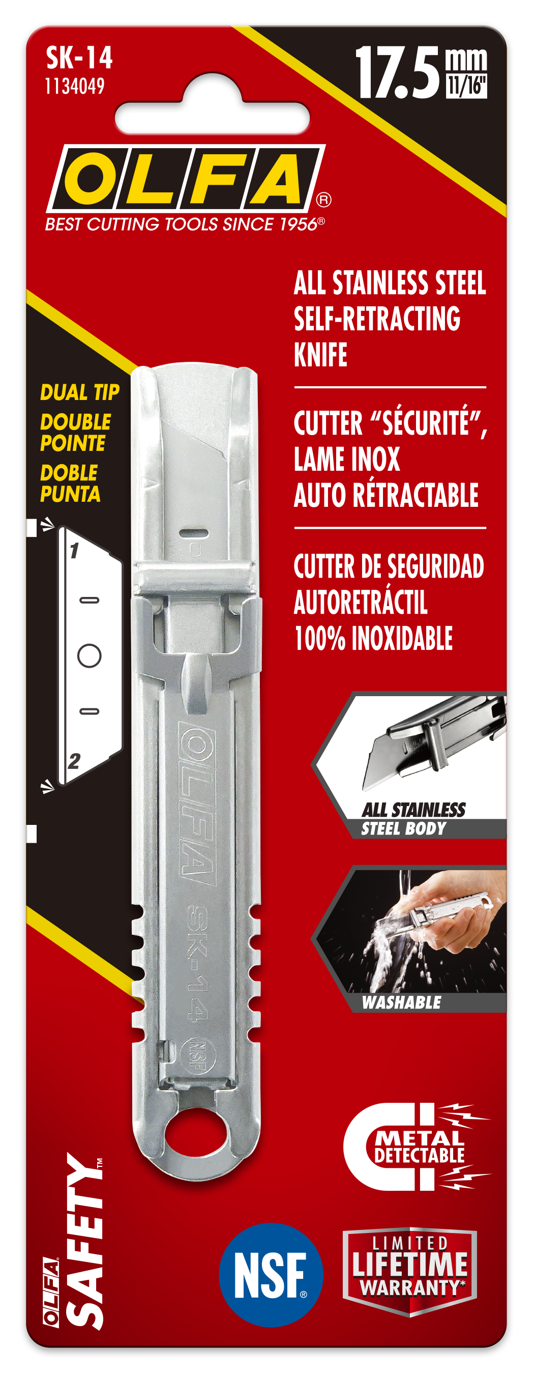 SK-14 Semi-Automatic Stainless Steel Self-Retracting Safety Knife - OLFA.com
