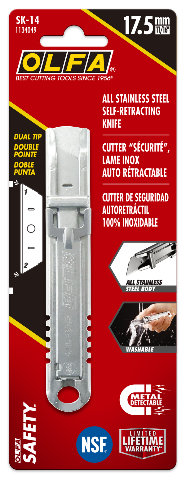 SK-14 Semi-Automatic Stainless Steel Self-Retracting Safety Knife - OLFA.com