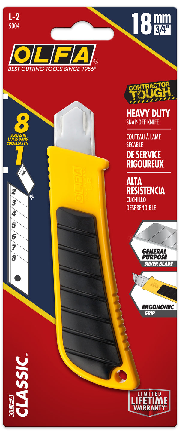 18mm L-2 Classic Heavy-Duty Utility Knife with Rubber Inset - OLFA.com