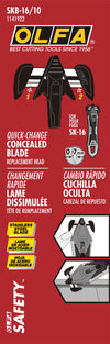 SKB-16/10 Quick-Change Concealed Blade Replacement Head, Pack of 10 - OLFA.com