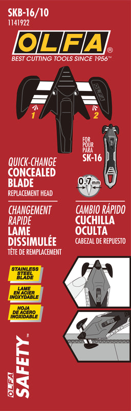 SKB-16/10 Quick-Change Concealed Blade Replacement Head, Pack of 10 - OLFA.com
