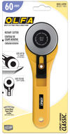 OLFA 60mm RTY-3/G Straight Handle Rotary Cutter, Use For OLFA Rotary Cutters And Blades Yellow Packaging