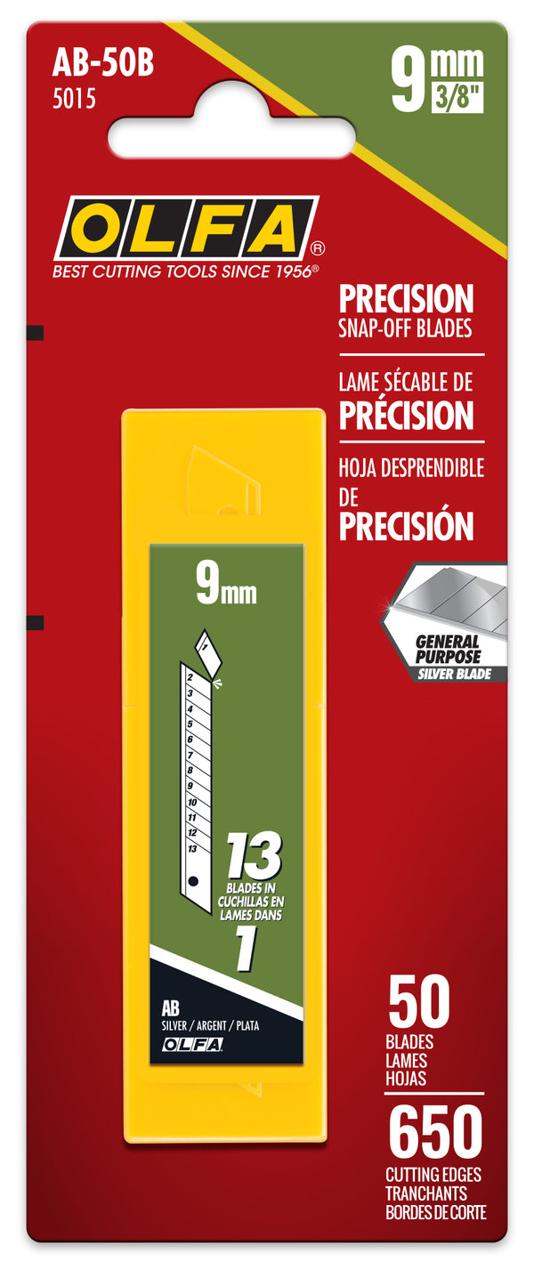 9mm AB Silver Snap Blades - 5, 10 or 50 Pack - OLFA.com