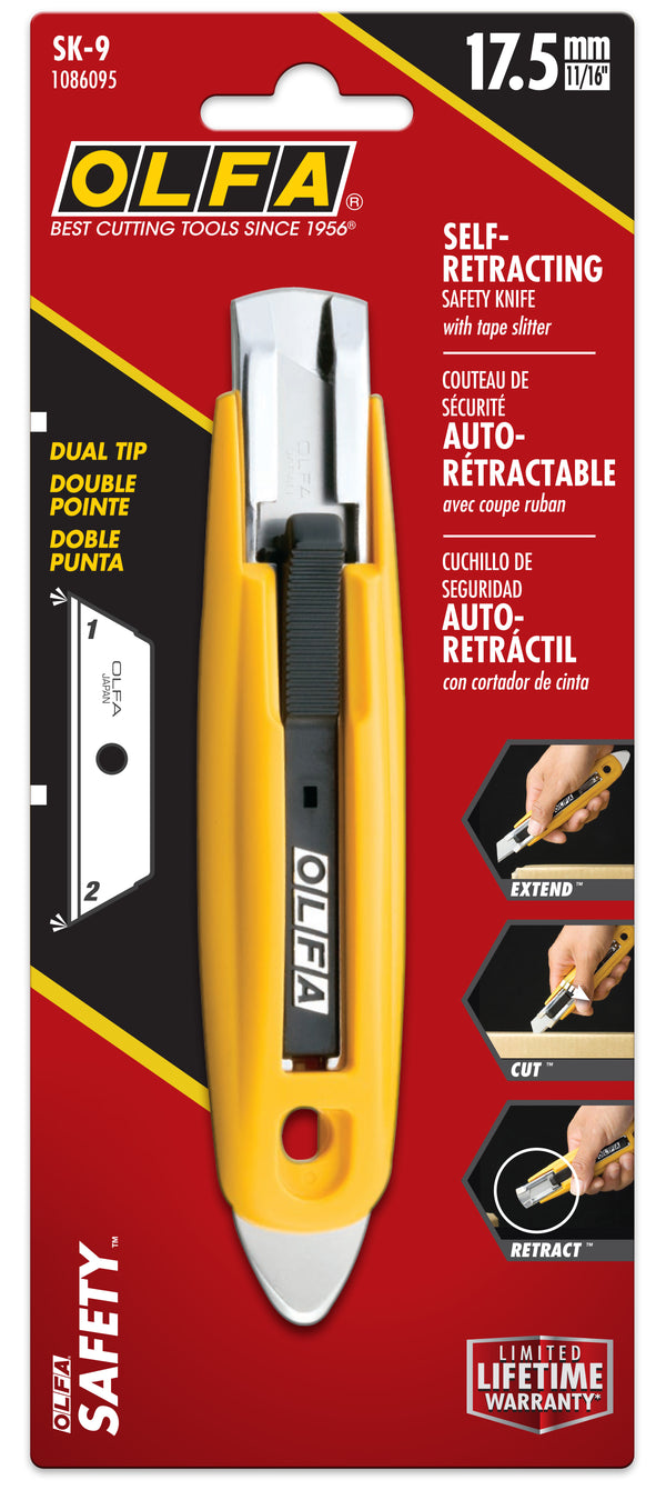 SK-9 Semi-Automatic Self-Retracting Safety Knife with Tape Splitter - OLFA.com