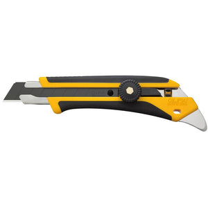 OLFA 18mm L-5 Fiberglass Anti-Slip Rubber Grip Utility Knife, Ratchet Lock with Ultra-Sharp Black Snap-Off Blade